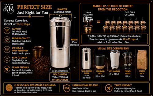 Image of KERAM South indian filter coffee maker indian style 25.4 oz (750 ml)
