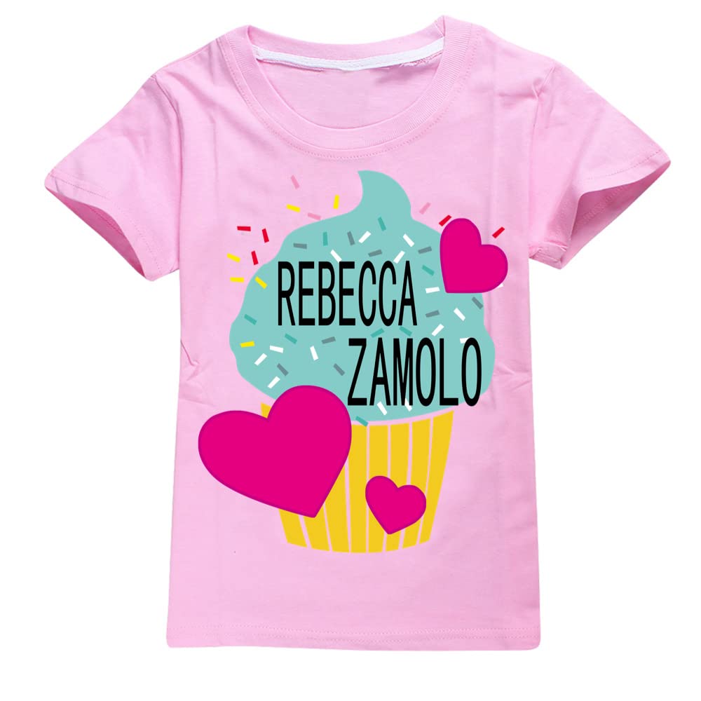 CdTao Rebecca Zamolo T-Shirt Boys Girls Zamfam Merch Tshirt Rebecca Zamolo Merch (Pink,170cm,170)