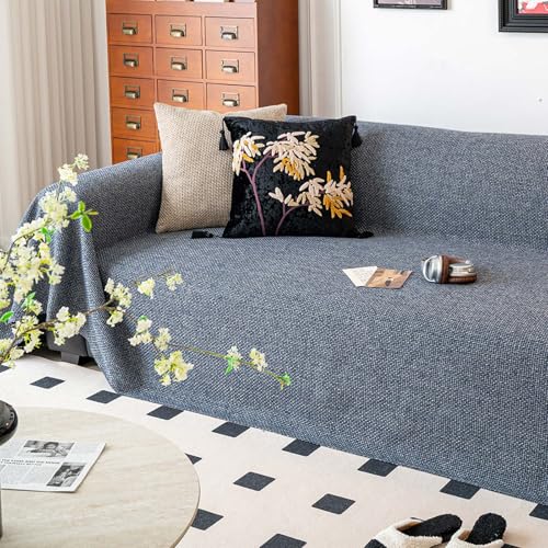 IJNBHU Colcha Multiusos Sofa, Manta Foulard, Plaid para Cama, Cubresofa Cubrecama, Jarapas,Resistente a Los Arañazos y Duradera, Fundas Decorativas para Sofás,Dark Gray,180 * 130CM