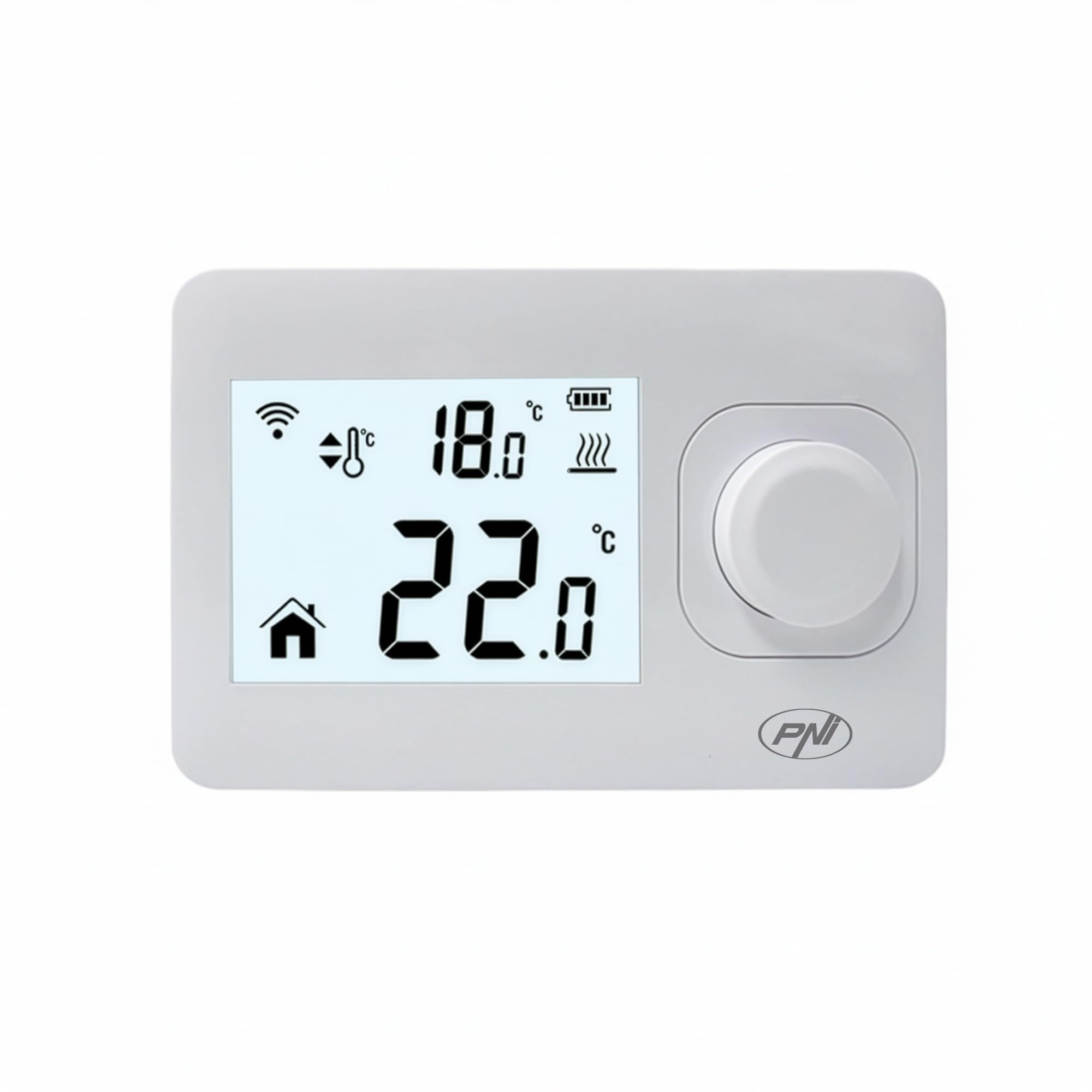 PNI Termostato wireless CT22 per impianti di riscaldamento, 0,2 °C, isteresi, display retroilluminato.
