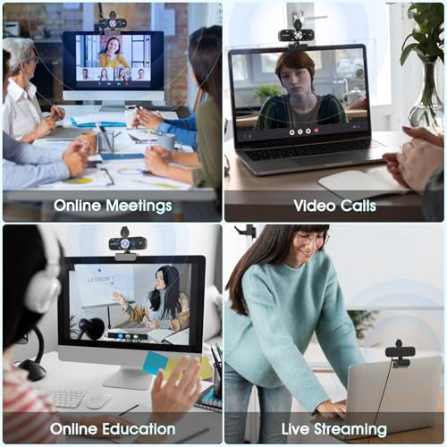 2K HD Webcam with Wide Angle Lens, Privacy Cover, Auto Light Correction and Noise-Canceling Mic, Plug & Play USB Camera for Mac/Laptop/PC, Compatible with Zoom, Skype, Teams - Black - Image 6