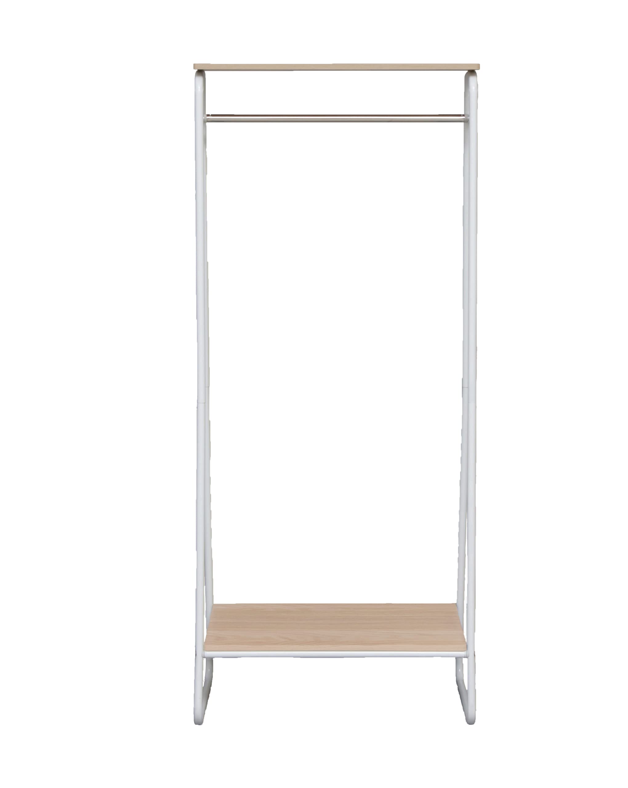 Iris Ohyama Appendiabiti in Metallo con Ripiano in Legno, 2 Livelli, Bianco, Design Moderno, Solido, Anti scivolo, Per Camera, Studio, Armadio, Abbigliamento e Scarpe, Montaggio Facile, PI-B2