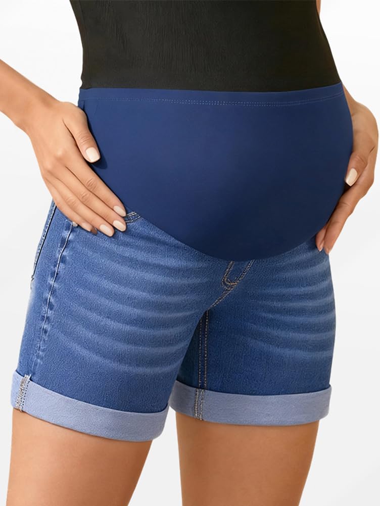 ORANDESIGNE Jeans Shorts Damen Umstandsjeans Sommer Kurze Umstandshose Umstandsmode