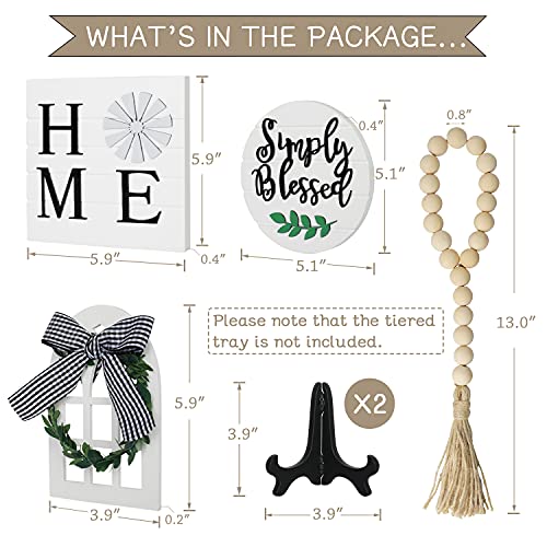 LIBWYS-4-Pcs-Farmhouse-Decors-for-Tiered-Tray-Farmhouse-Home-Decor-Tiered-Tray-Decor-Items-Mini-Signs-Simply-Blessed-Home-Windmill-Wooden-Beads-Garland-Rustic-Kitchen-Decor LIBWYS-4-Pcs-Farmhouse-Decors-for-Tiered-Tray-Farmhouse-Home-Decor-Tiered-Tray-Decor-Items-Mini-Signs-Simply-Blessed-Home-Windmill-Wooden-Beads-Garland-Rustic-Kitchen-Decor