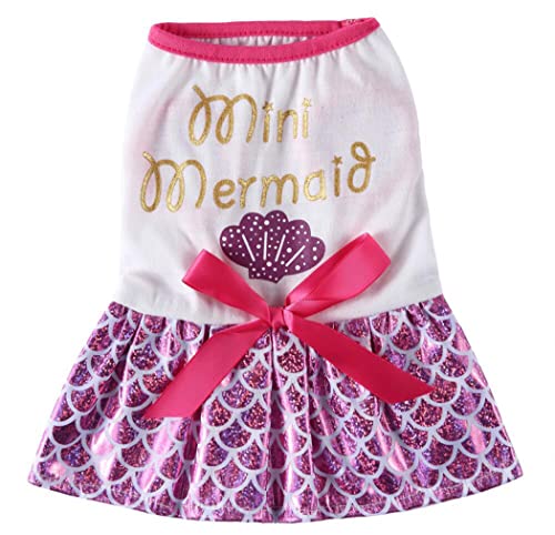 XIAOYU Sweet Puppy Dog Princess Dresses Mermaid Skirt Dress for Dog Cat Halloween Cosplay(M), Pink, Medium