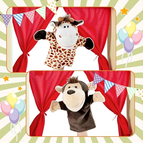 image for labebe - Deluxe Wooden Puppet Theater Bonus 2 Hand Puppet, ﻿2-in-1 C