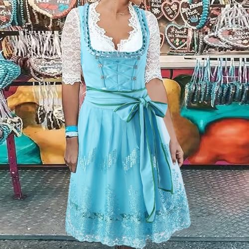 Vestido de Oktoberfest para mujer traje de cerveza de manga corta con falda de princesa 2