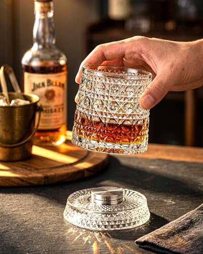 Image of CEEFU 360 Spinning Whiskey Glasses Set with Gift Box, Set of 2
