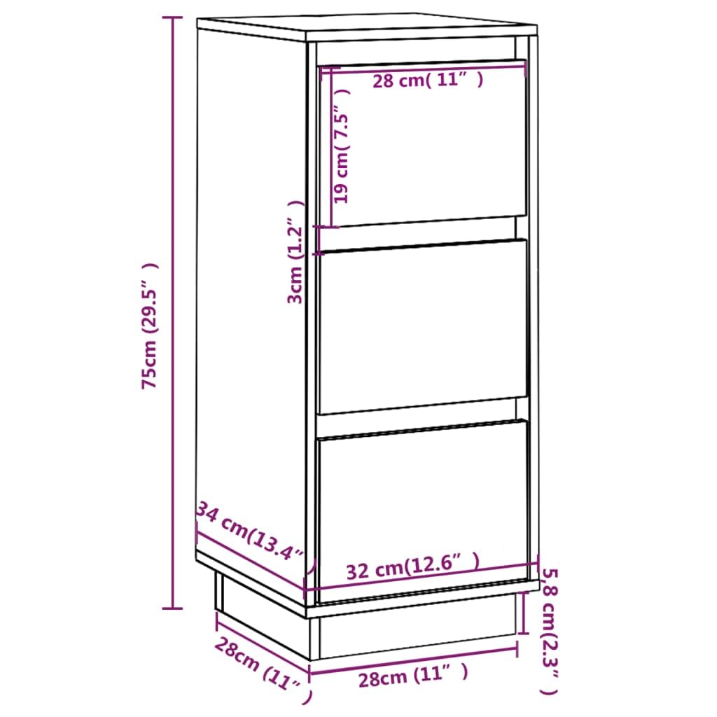 vidaXL 2X Buffets Armoires de Rangement Organisateurs de Maison Meubles de Rangement Armoires de Salon Blanc 32x34x75 cm Bois Massif de Pin