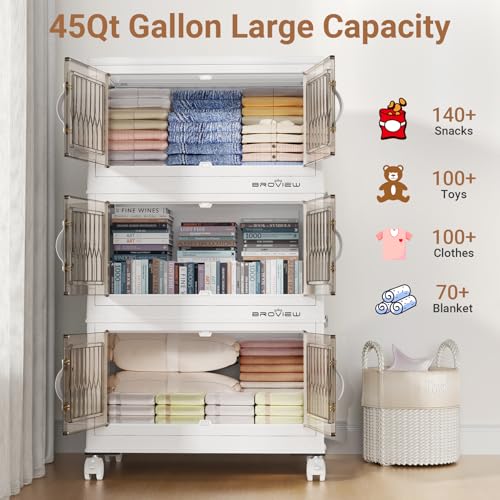 Image of BROVIEW 180Qt Stackable Storage Bins with Lid for Home Dorm, 4Pack White