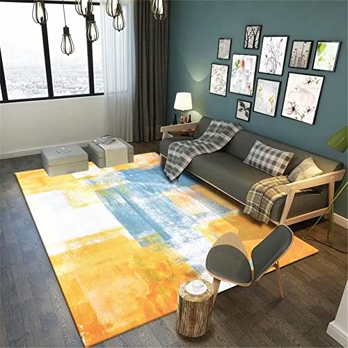 Tapis durable graffiti jaune flou rétro aux finitions soignées