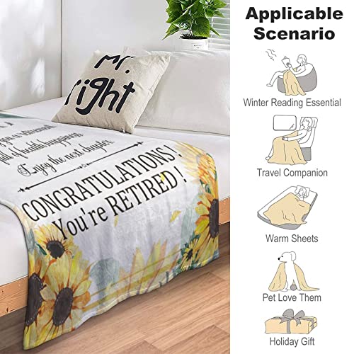 Retirement Throw Blanket - Soft, Fuzzy & Warm - 50x60 Inches Flannel Blankets for Women - White Vintage Throws Farewell Gift for Coworker