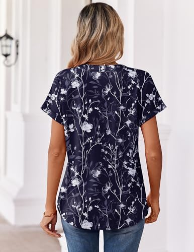 Image of Zeagoo Womens Tops Short Sleeve Summer V Neck Shirts Work Blouses Business Outfits Fashion Clothing