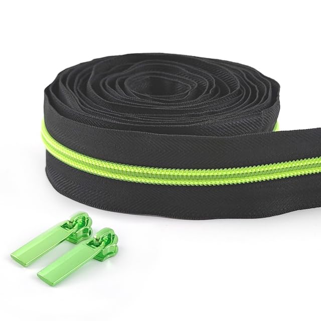 5/10Metros 5# Cinta de cremallera de nailon colorida con deslizadores de cremallera Bolsas Chaqueta de plumas Equipaje Cremalleras Kit de reparación Cierres de costura Accesorios-ZT866ZT148-Verde,No5