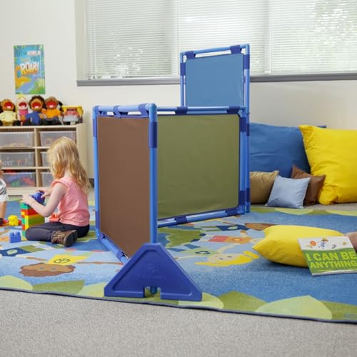 Image of Children's Factory Rectangle PlayPanel Set - 5, Kids Room Divider Panel, Classroom Partition, Free-Standing Screen for Daycare or Preschool, Cantilever Feet Included, Woodland