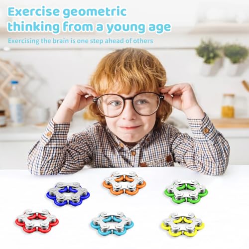 VPOUERY Set of 6 Roller Chain Fingertip Toys Bicycle Chain Stress Relief Toy Chain Stress Relief Toy Bicycle Chain Toy Stress Relief Toy for Children Adults