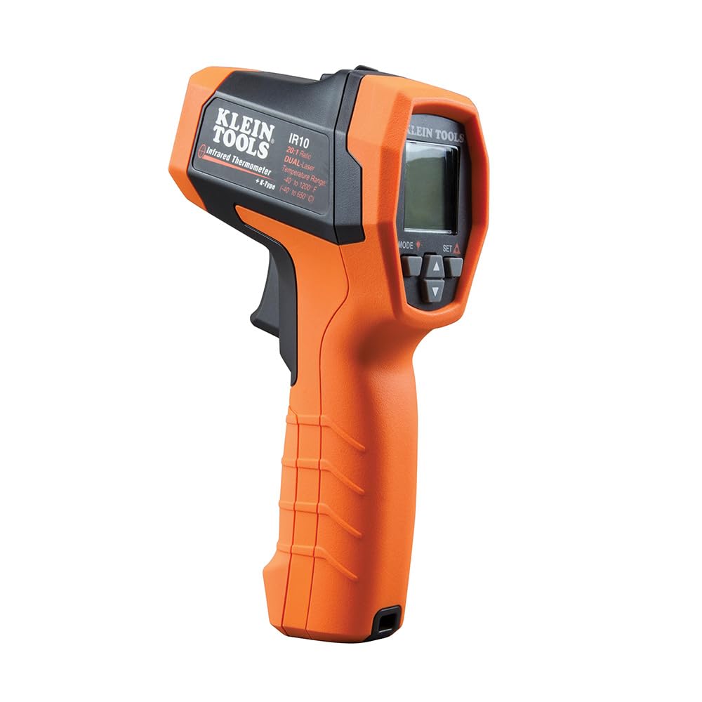 Klein Tools IR10 | Termómetro infrarrojo doble láser 20:1 | Mide de -40 a 650 °C con sonda K-Type incluida