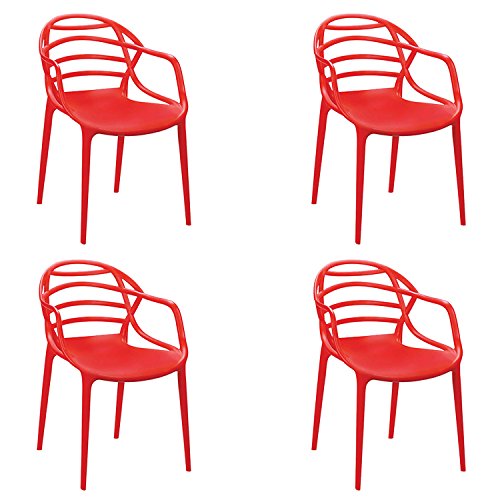 Image of CELLO Atria Chair (Red) | Strong and Durable | Easy to Clean | Chair for Living Room, Bed Room, Kitchen, Office Room, Outdoor | 3 Years Warranty