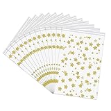 LEOSINDA 100pcs 10 X 13 Clear Resealable Cellophane Bags Treat Bags Cookie Bags Cello Candy Bags Self Sealing Adhesive Gift Wrap Plastic Small Business Packaging 1.3mil Gold Star Print