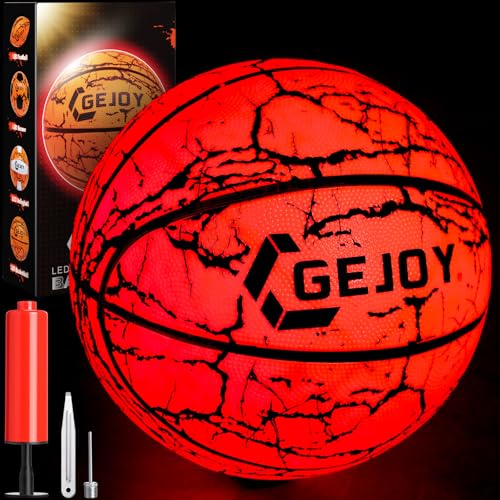 Glow in The Dark Ball LED Light up Basketball Football Volleyball Official Size Ideal Gift for Christmas Adult Man Teenage Outdoor Sport Birthday Accessories Stuff