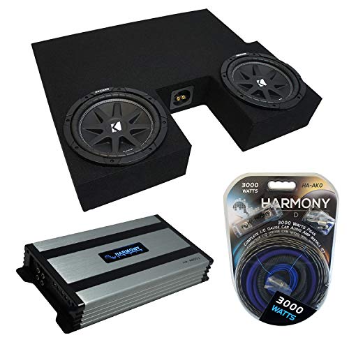 Compatible with 2007-2013 Toyota Tundra Double Cab Truck Kicker Bundle Comp C10 Dual 10 Sub Box Enclosure & Harmony HA-A800.1 Amp