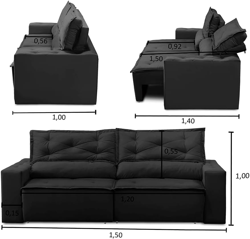 Sofá Retrátil E Reclinável 2 Lugares Com Molas 1,50M Livia Review Sincero 2 51Gmzi2Plml. Ac Sl1000