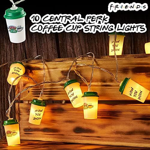 FRIENDS String Lights, 10 Coffee Cup LED String Lights, 1.65M/5.4Ft, Indoor String Lights for Bedroom Decor (Warm White), Merchandise Gifts