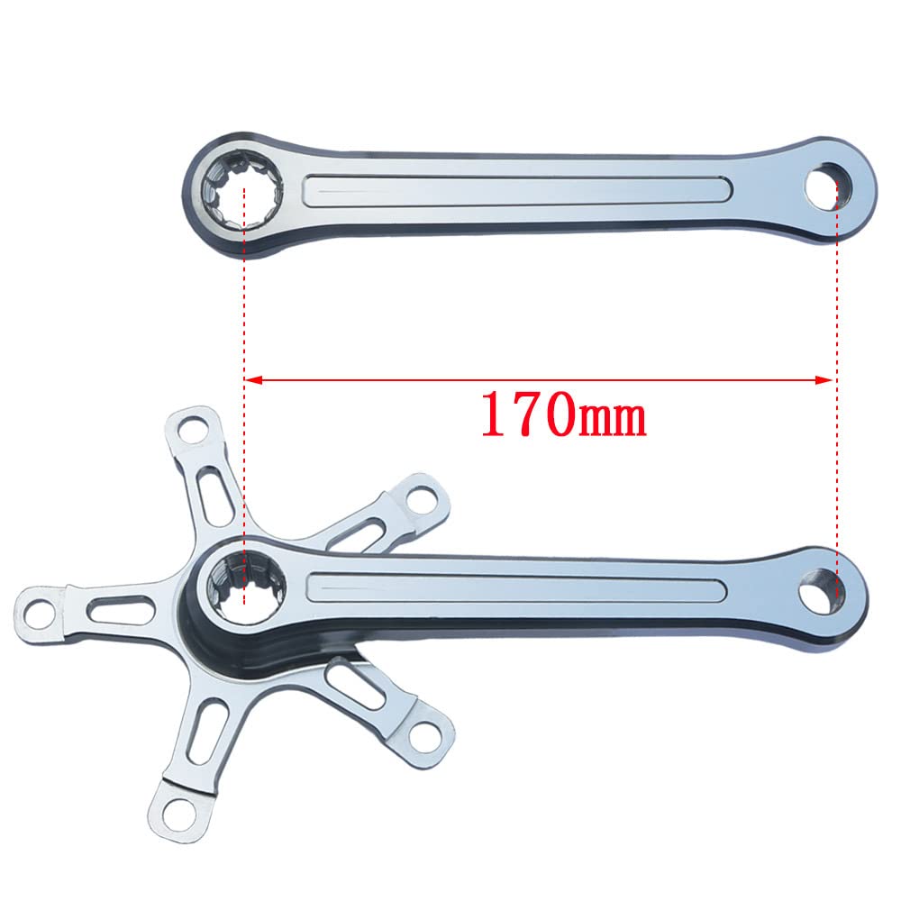 SHUNMIN Guarnitura MTB Bicycle Spline Cranks Mountain Bike 170mm Lunghezza 130 BCD. Lega di Alluminio Leggera in Lega Nera Argento Guarnitura(Noir)