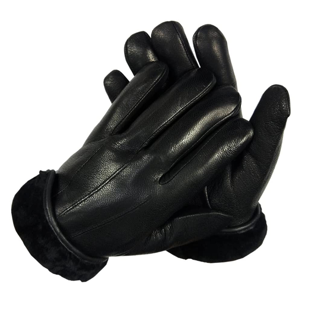 Guantes de Invierno de Cuero con Rayas Decorativas y cordón súper cálidos para