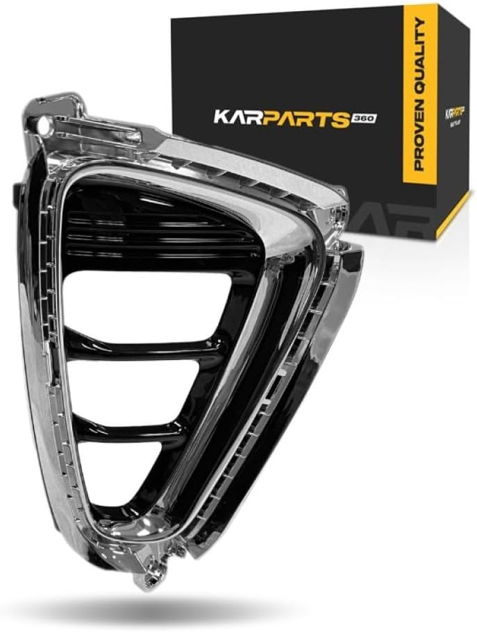 For Kia Optima 2016 2017 2018 Fog Light Bezel Passenger Side | Front | Painted Black | W/ Chrome Molding | Made of Plastic | With LED Fog Lights | Replacement For KI1039155 | 191275880210, 86524D5210