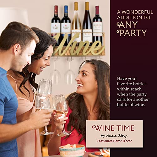 Anna Stay Wine Rack Wall Mounted - Decorative Wine Rack With Wine Glass Holder, Wall Mounted Wine Rack Inc Cork Storage & Wine Charms, Wine Gifts With Wine Bottle Holder For Wine Decor #TOP6