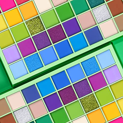 Ucanbe Nostalgic Green Eyeshadow Palette - 48 Bright Bold Color Highly Pigmented Eye Shadow, Velvety Smooth Texture Matte Shimmer Glitter Eye Makeup Palletes #TOP6
