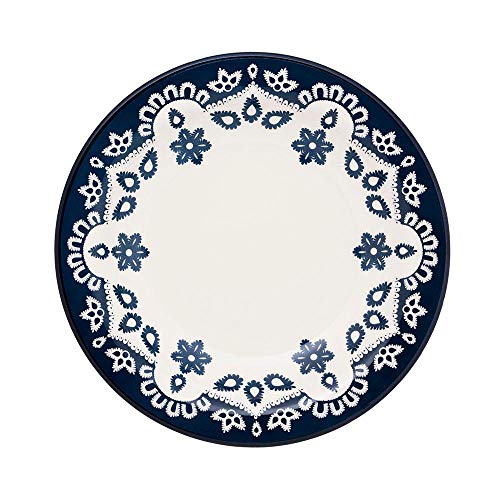 1 Conjunto com 6 Pratos Fundo Oxford Daily Floreal Energy Branco/Azul 23 cm