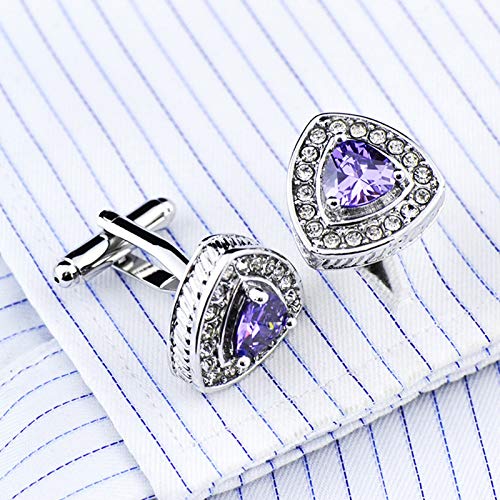 Mancuernillas de cobre Daesar con cristal triangular morado miniatura 2