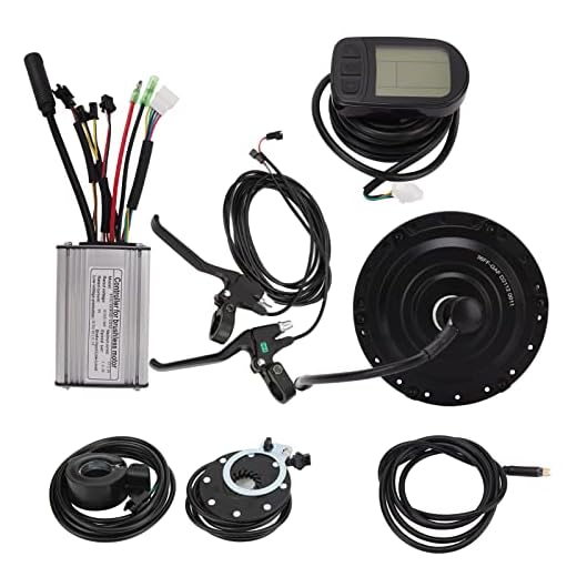 Bewinner Kit de conversão de bicicleta elétrica de 36V 350W, potente kit de conversão de bicicleta elétrica com motor de roda dianteira de roda dianteira com LCD Kit de conversão de tração dianteira de bicicleta elétrica, freio a disco (para aro de 26 polegadas