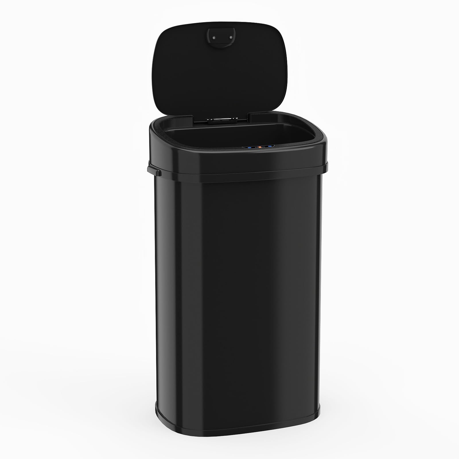 COSTWAY Cubo de Basura Automático 58L, Papelera Cocina de Reciclaje Inteligente con 2 Compartimentos, Tapa que se Mantiene Abierta y Cierre Suave, Cubos Basura con Sensor para Cocina, Negro