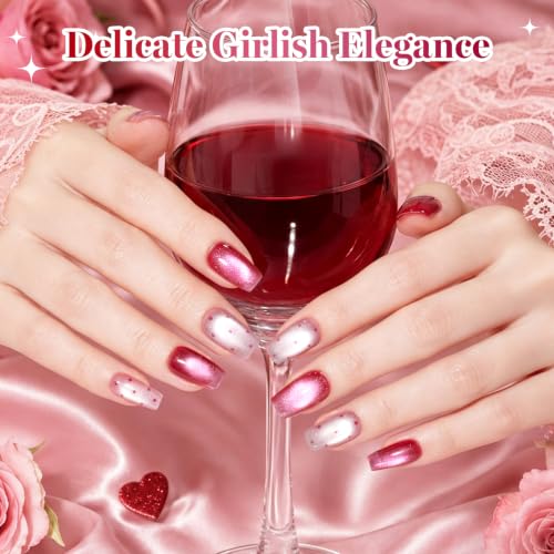 Image of Beetles Pink Cat Eye Gel Polish Set, Garden Kiss 6 Colors Glitter Gel
