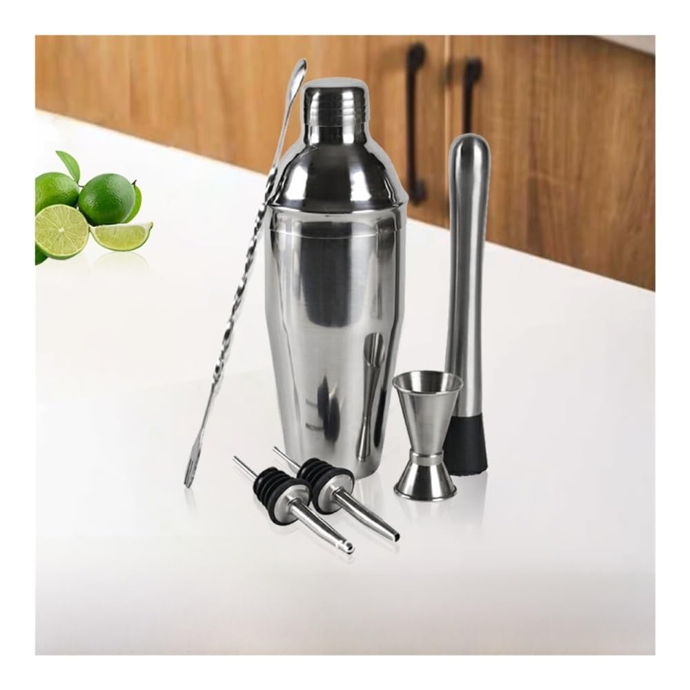 Shaker à cocktails Ensemble de barman à domicile 6 pièces - Kit shaker à cocktails et à café avec passoire