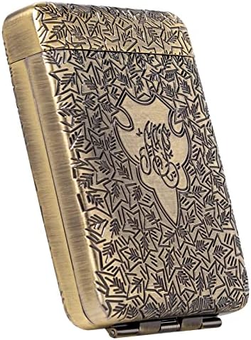 Retro Metal Cigarette Case Box -Double Sided Spring Clip Open Pocket Holder for 14 100s Cigarettes, Credit Card Holder Protective Security Wallet for Men and Women (Rose Gold)