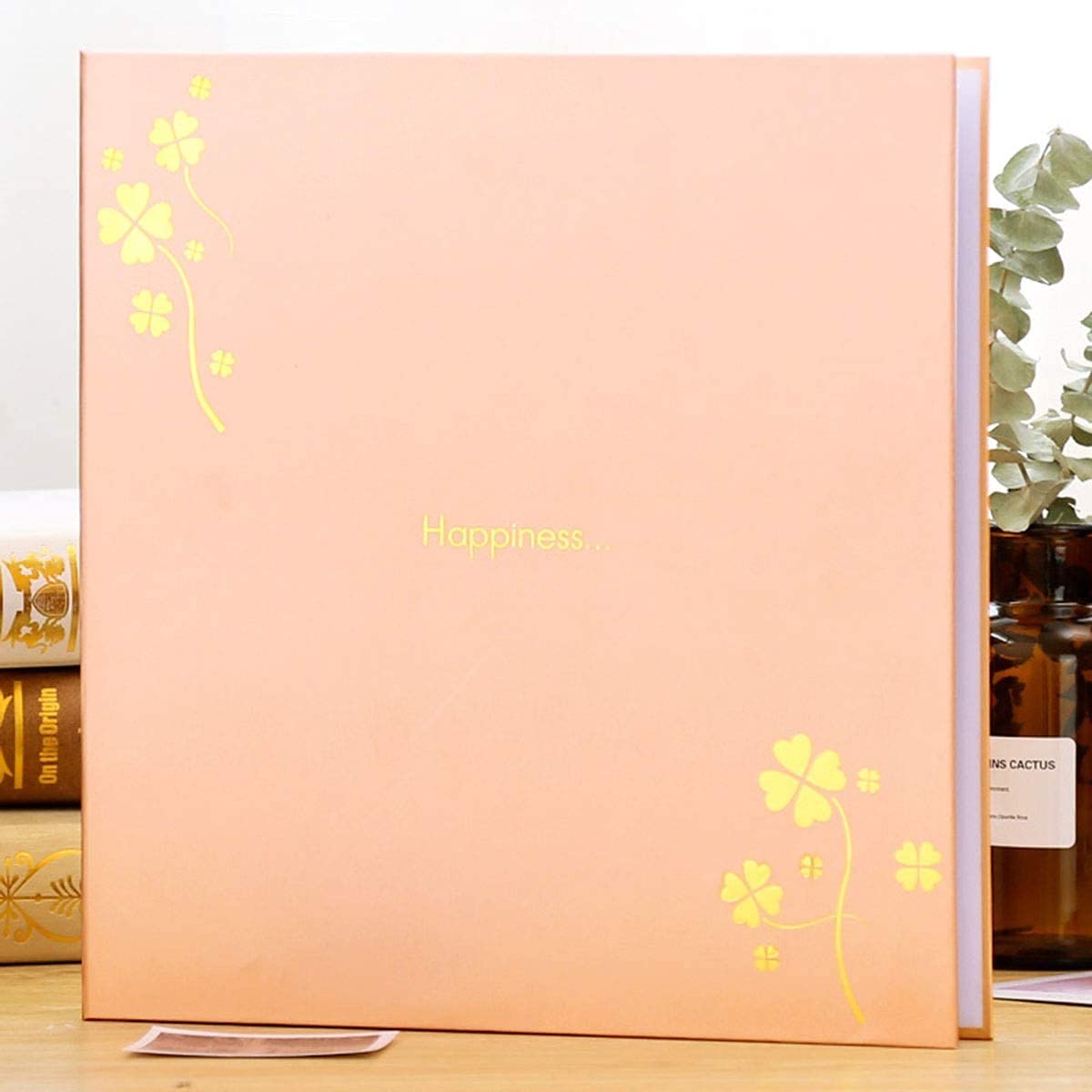 Álbum de fotos autoadhesivo grande naranja para fotos de varios tamaños, 20 hojas/40 páginas