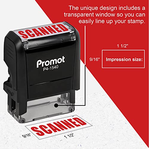 Promot Scanned Self Inking Rubber Stamp - Refillable Scanned Stamper - Business, Bookkeeping, Ordering, Accounting, Work, Office Stamps - Red Ink #TOP2