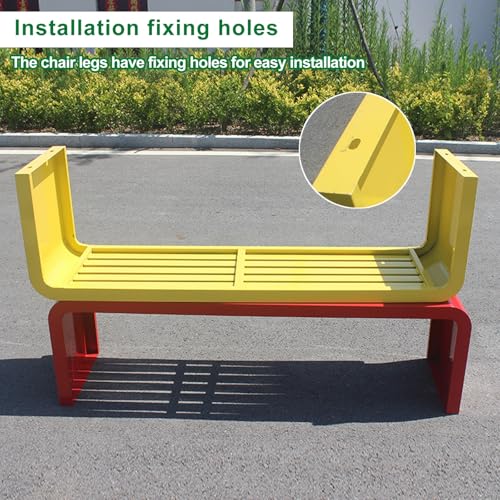 Banc de jardin en métal jaune résistant aux intempéries - 3
