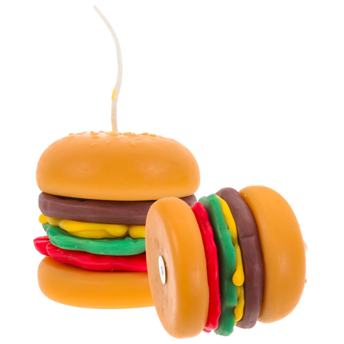 Velas Aromáticas Forma de Hamburguesa, 2 Piezas de Cera Naranja | Decoración de Escritorio y Mesa, Accesorios para Fotos, Estilo Rústico y Creativo