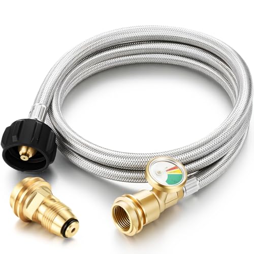 Vicenpal Propane Tank Extension Hose with Gauge, Tank Adapter Convert, 5 ft
