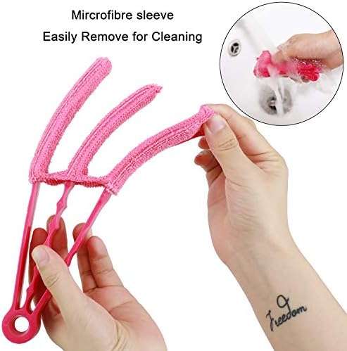 Venetian Blind Cleaner Set of 2, Window Blind Duster Brush Cleaner Tool Removable Washable with 6 Microfibre Sleeves for Venetian Blinds Air Conditioner Car AC Vent & More 1