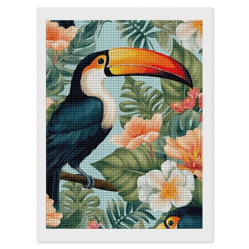 Peinture diamant fleur oiseau strass carrés kit complet DIY pour adulte