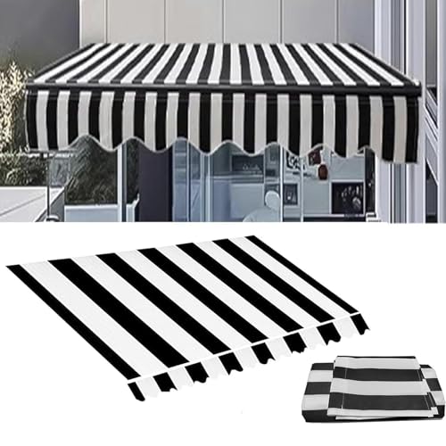 Toldo retráctil de repuesto de lona impermeable negra 6x2 para ventanas exteriores y patios
