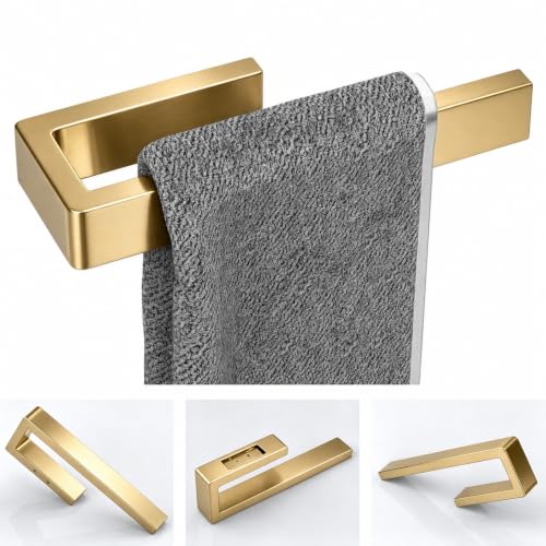 Image of HUFEEOH Wall Mount Towel Holder, Stainless Steel Bathroom Towel Bar, Drill-Mounted Heavy Duty Towel Rack for Kitchen, Bathroom & Laundry