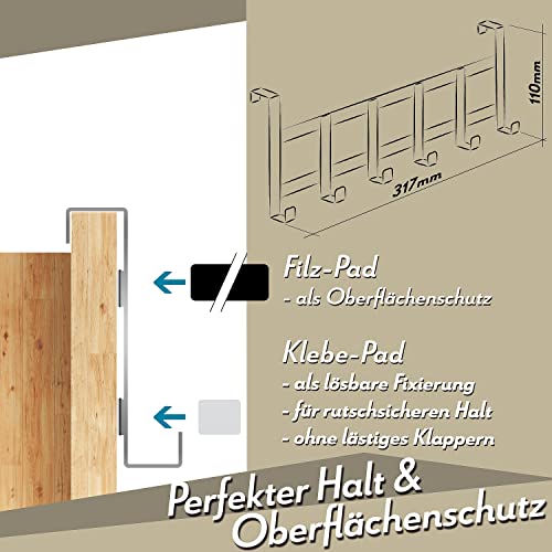 4smile Türgarderobe - Edelstahl Türhakenleiste zum Einhängen universell, platzsparend - Türgarderobe zum Einhängen, Kleiderhaken Tür, solide Türhaken zum Einhängen – Bild 5