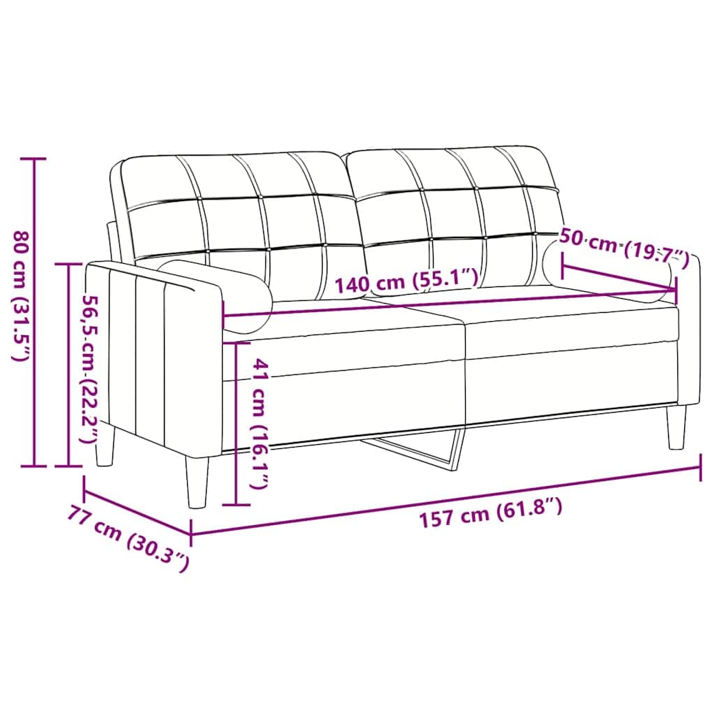 vidaXL Sofá de 2 plazas con Cojines Terciopelo Verde Oscuro 140 cm, sofá, sofá de salón, sofá de Tela, sofá tapizado, sofá de Tres plazas